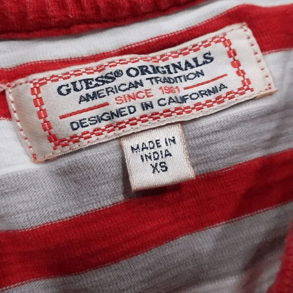 Vintage Guess Original Men's Embroidered Logo Red White Stripe - Size‎ XS - Picture 8 of 8